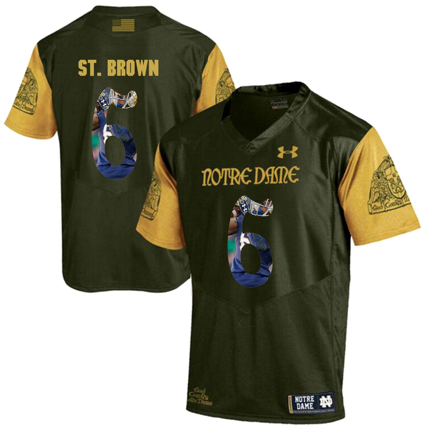 Men Norte Dame Fighting Irish 6 St.Brown Green Fashion Edition Customized NCAA Jerseys